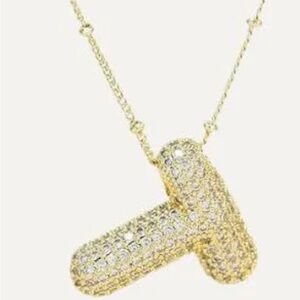 Bling  Bubble T Initial Letter Necklace